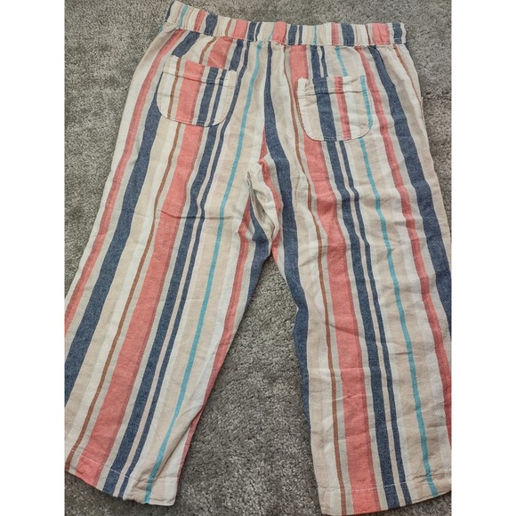 Dash Linen Blend Pants Womens Medium Stripe Drawstring Boho Cozycore Beach - Picture 7 of 11